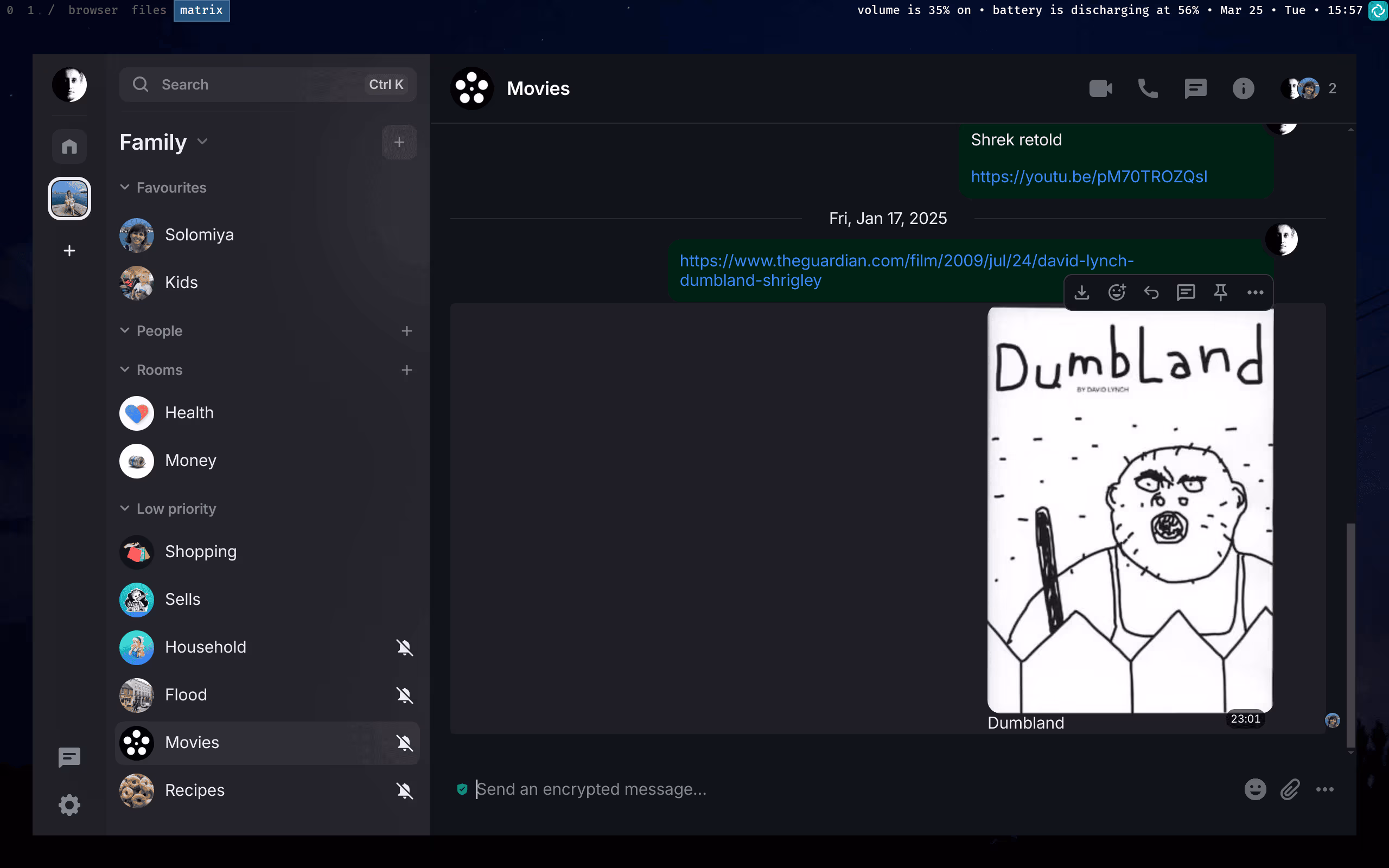 That’s how Element Desktop looks like on my Arch Linux Laptop running Sway WM
